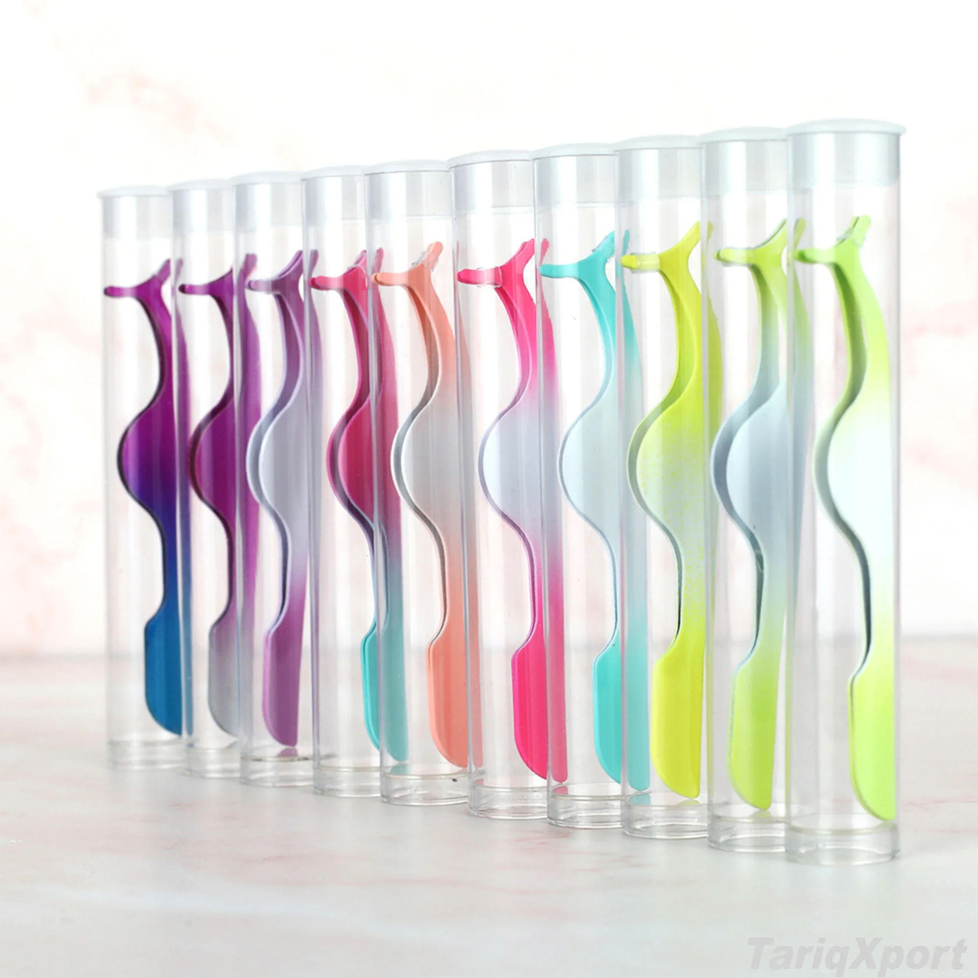 Wholesale Professional Stainless Steel Eyelash Applicator Tool Plastic Lash Tweezers False Eyelashes Tweezers - Image 5