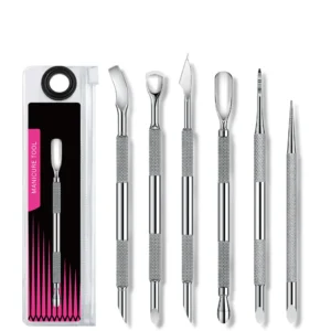 Professional High Quality Russian Style Nail Cuticle Pusher Double-head Horseshoe Stainless Steel Manicure Tools Set Non-slip