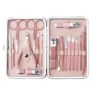Professional Stainless Steel Lightweight Pedicure Manicure Set with 18 Pieces in Kits with Costum Color & Logo Options