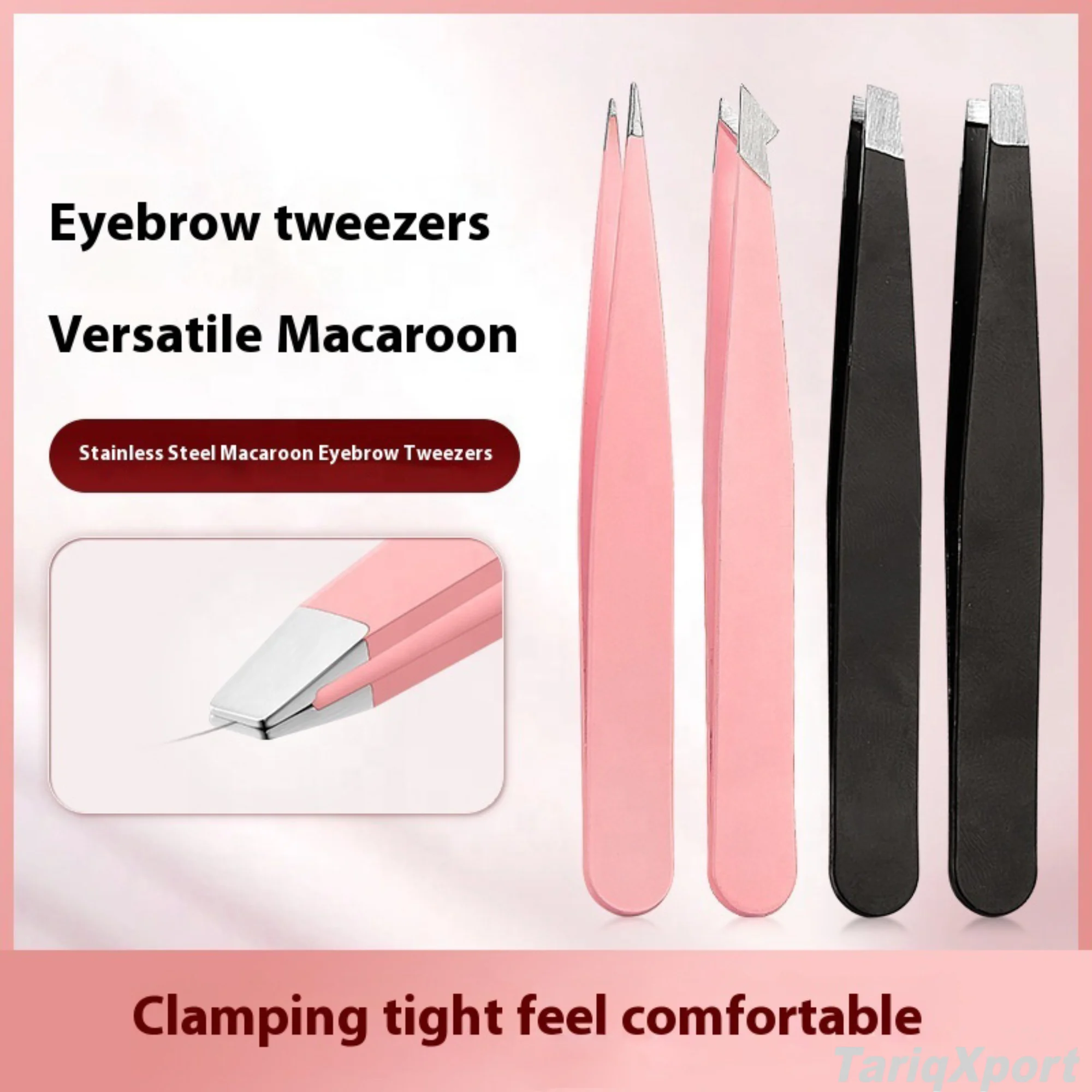 Factory Wholesale Professional Durable Stainless Steel Eyebrow Tweezers Set Custom Logo Modern Eyebrow Shaping Flat Slanted - Image 4