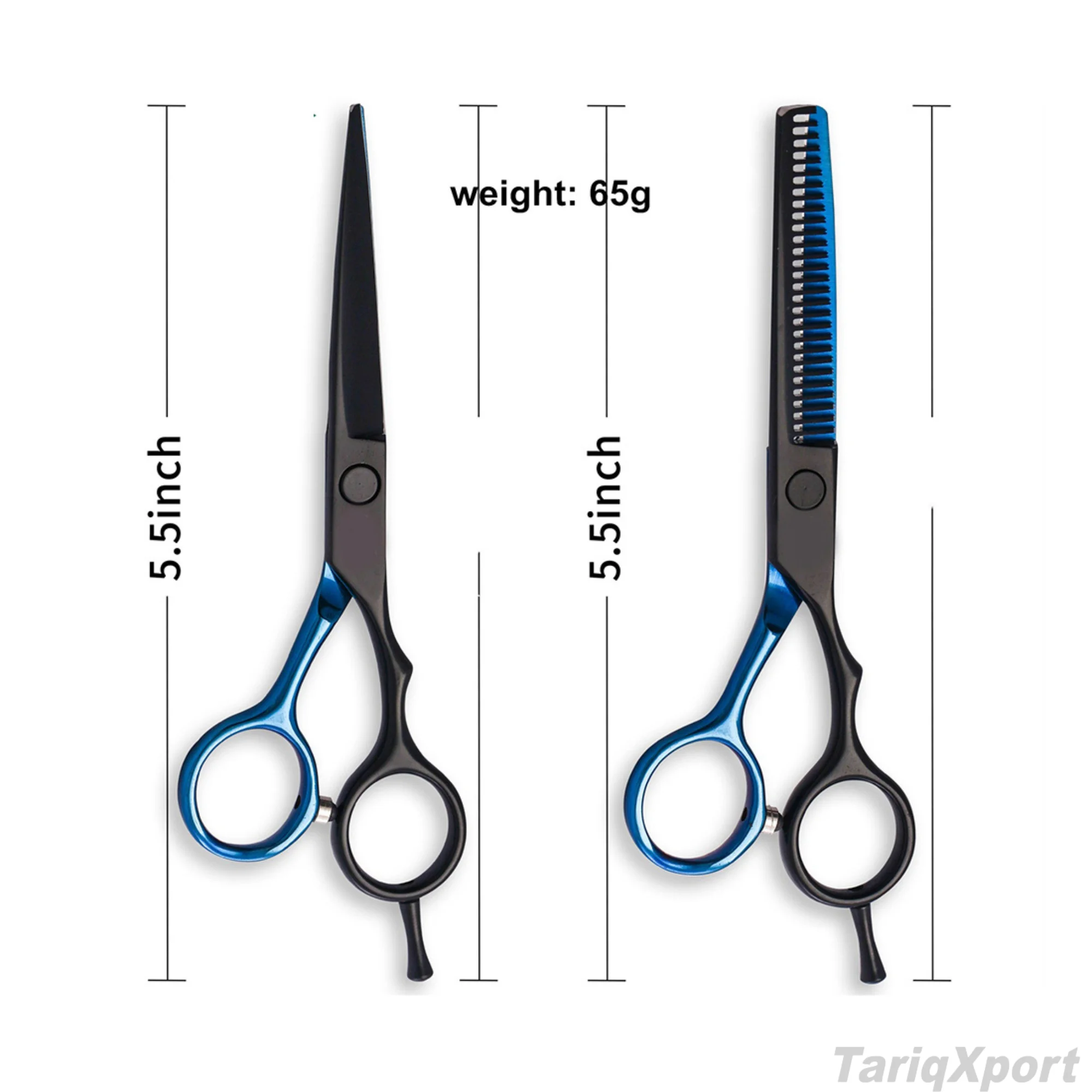 Professional High Steel Barber Blue Black Stainless 440C Lightweight Foldable Right-Handed Hair Dressing Thinning Scissors Set - Image 4