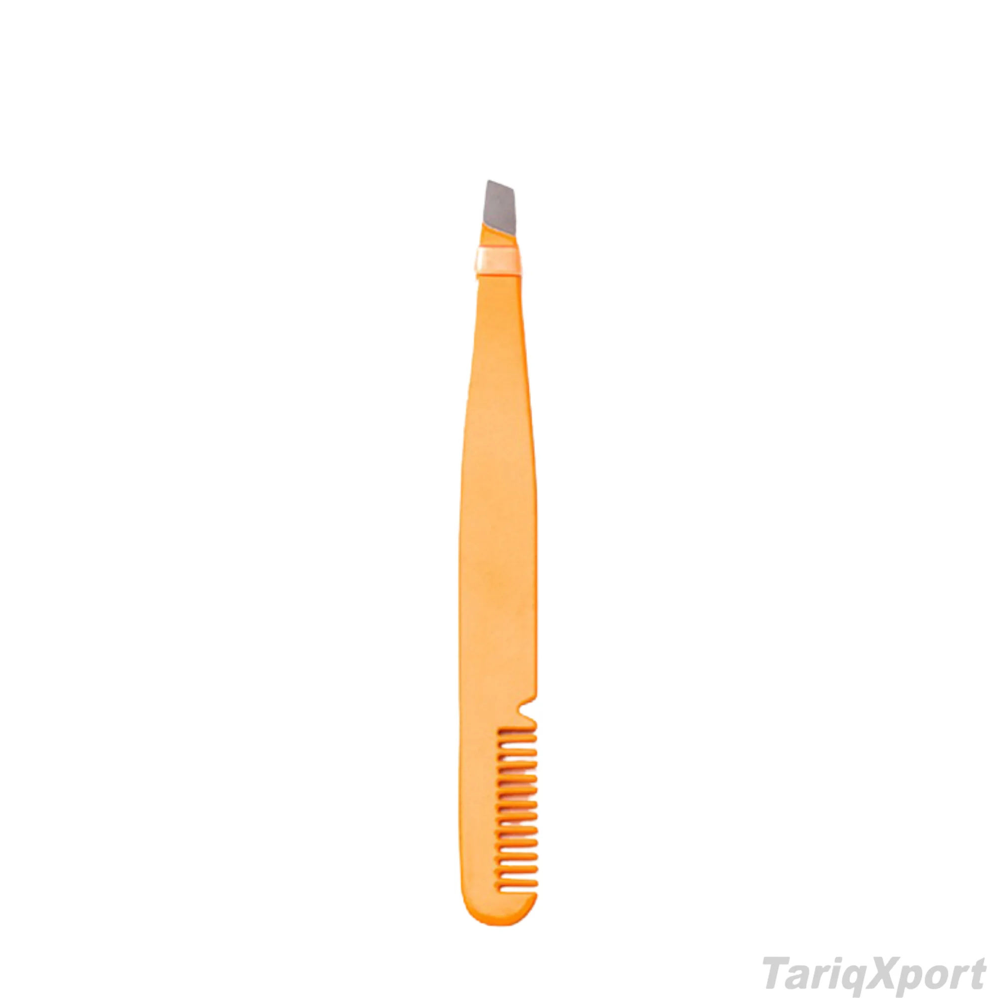 Wholesale High Quality Eco-friendly Stainless Steel Slanted Tip Eyebrow Comb Tweezers Custom Logo for Eyelash Trimming Eyebrow - Image 3