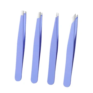 Hot Sale Professional 4pcs Lightweight Comfortable Handle Modern Slanted Tip Stainless Steel Eyebrow Tweezers Beauty Tool for