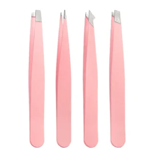 Factory Wholesale Professional Durable Stainless Steel Eyebrow Tweezers Set Custom Logo Modern Eyebrow Shaping Flat Slanted