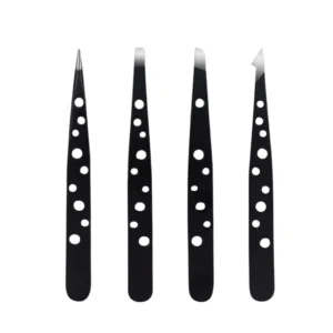 Professional Customized Durable Stainless Steel Slanted Eyebrow Tweezers for Assisted Eyelash Extension