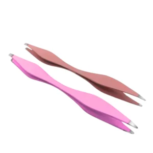 Professional Double-Sided Curved Eyebrow Tweezers Stainless Steel Pointed Tip Precision Beauty Tool OEM Custom Logo