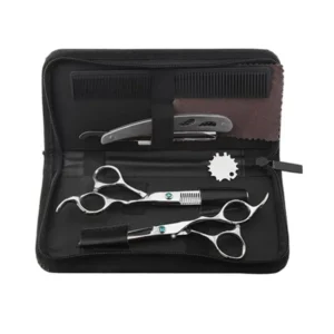 Silver Color Barber Hair Cutting Kit Thinning Scissors Shears German Stainless Steel Hairdressing Razor Kit