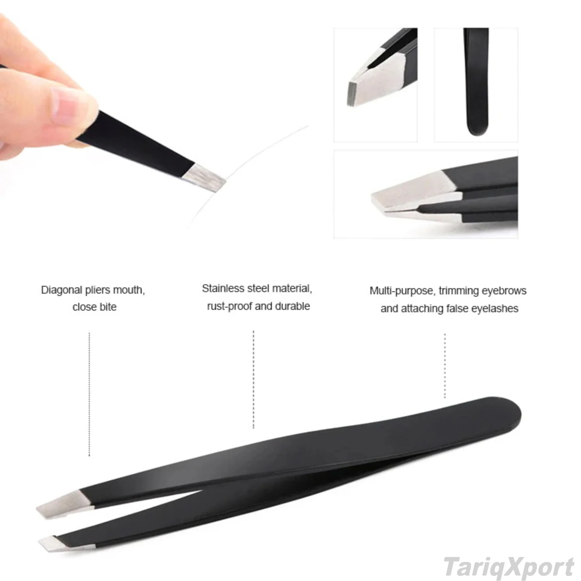 Best Selling High Quality Volume Eyebrow Lash Tweezers Set Slanted Tip Stainless Steel Durable Lightweight Precise Hair Removal - Image 6