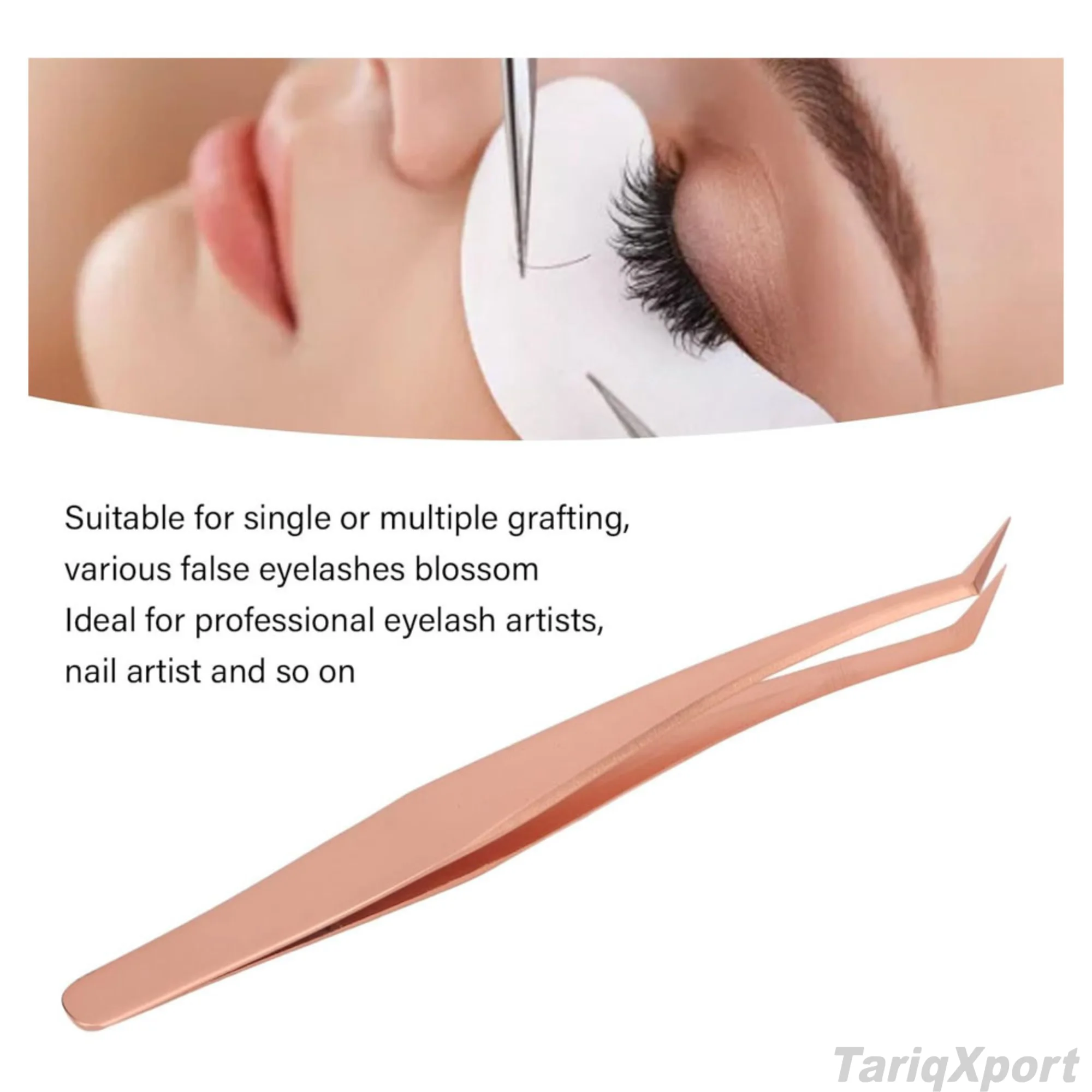 Professional Eyelash Tweezer Stainless Steel Pinch Safe False Eyelash Tweezer High Hardness (Long Oblique Tweezers) - Image 6