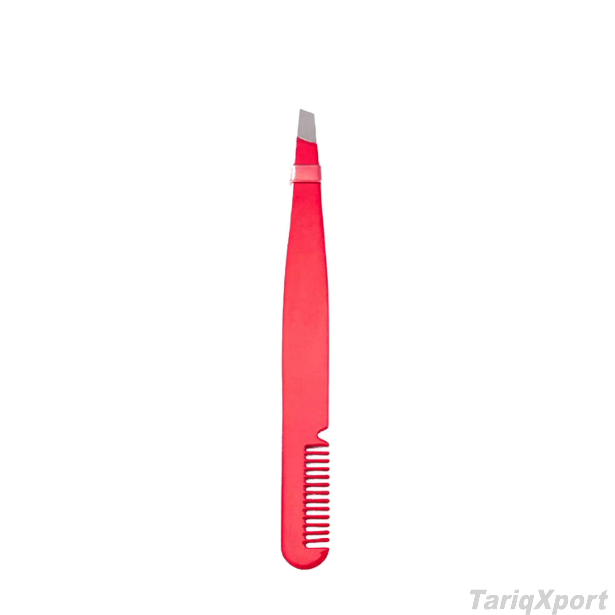 Wholesale High Quality Eco-friendly Stainless Steel Slanted Tip Eyebrow Comb Tweezers Custom Logo for Eyelash Trimming Eyebrow - Image 4