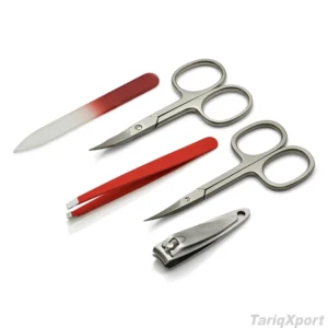 Professional Nail Kit With Stainless Steel Clipper Scissor Tweezers In Black PU Leather Pouch Portable Manicure Set