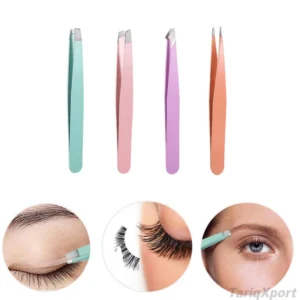 Professional Colorful Rust-free Stainless Steel Slanted Durable Reusable Lightweight Volume Eyebrow Eyelash Tweezers Salon