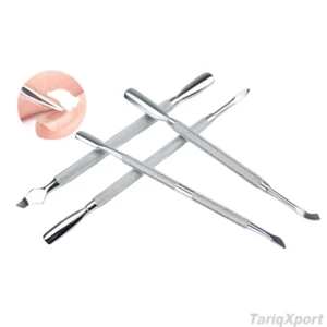Professional 2-Way High-end Stainless Steel Nail Cuticle Remover Pusher Set Non-slip Handle Grip Double-Use Custom Logo Square