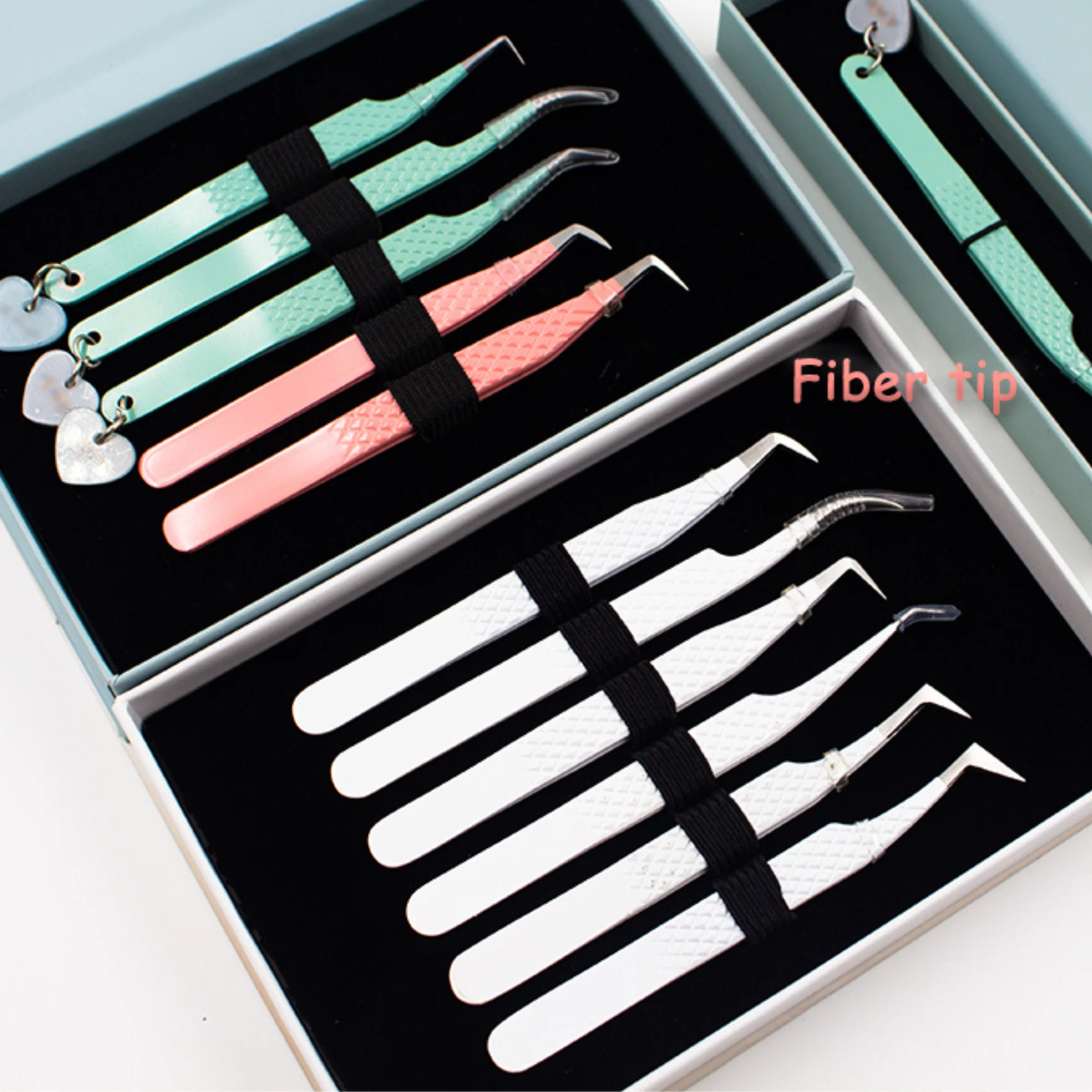 Professional High Quality Stainless Steel Volume Lash Tweezers with Fiber Tip-Stylish Design Eyelash Tweezer Set - Image 5