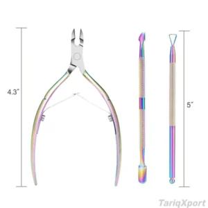 New Professional Reusable Stainless Steel Manicure Cuticle Nail Pusher Trimmer Double Head Comfortable Handle Set