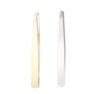 Customized Professional Luxury Stainless Steel Anti-Static Straight Tip Eyebrow Tweezers Lightweight Eco-Friendly Private Label