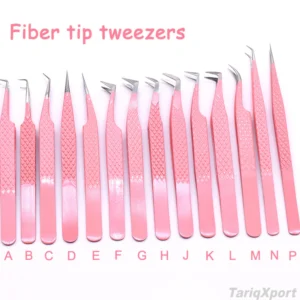 Professional High Quality Stainless Steel Volume Lash Tweezers with Fiber Tip-Stylish Design Eyelash Tweezer Set