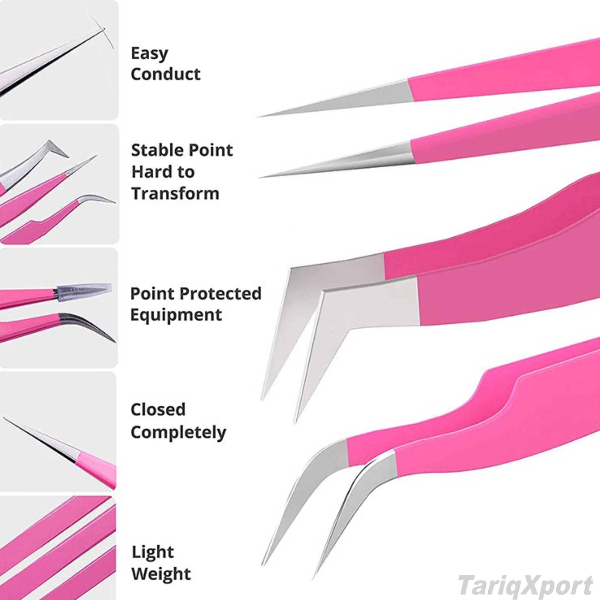 Professional Pointed Stainless Steel Eyelash Extension Tweezers Precision Smooth Tip High Quality Eyebrow Customizable Packaging - Image 6