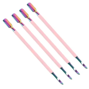 Best Quality Professional Grade Stainless Steel Reusable Cuticle Pusher Double-Head Square Design Comfortable Handle Custom Logo