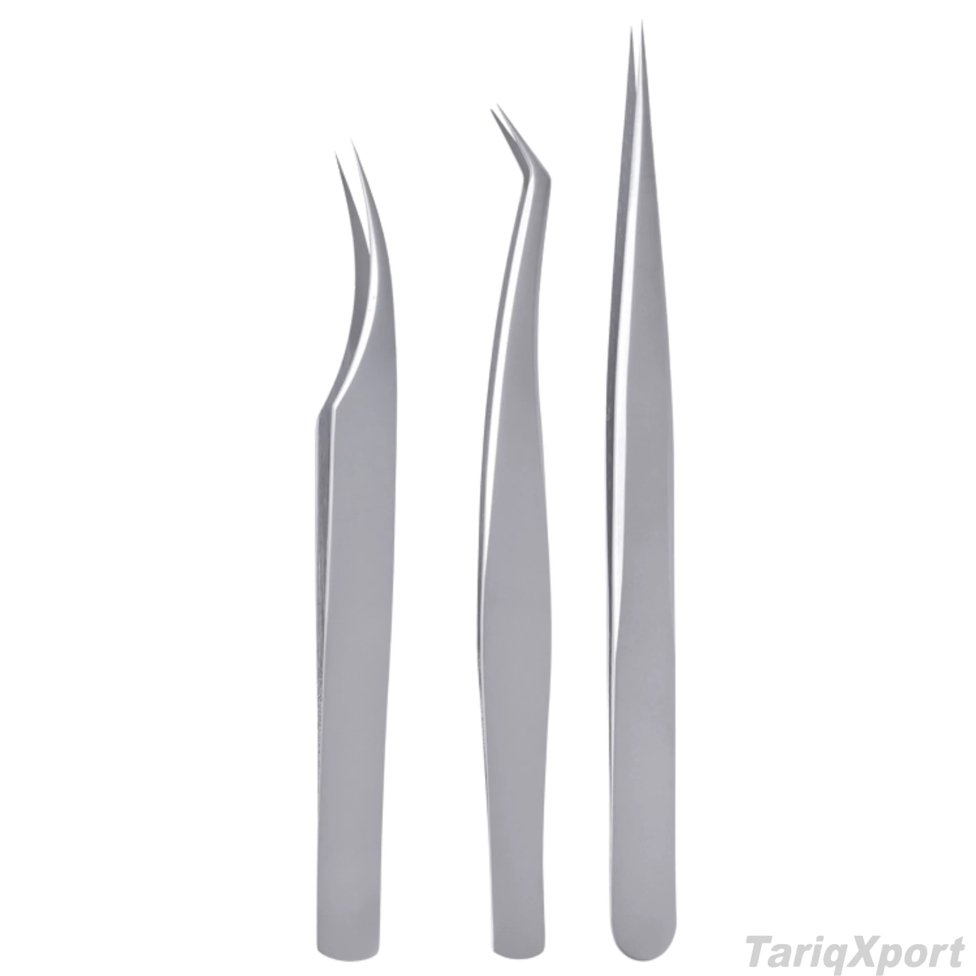 Professional Stainless Steel Eyelash Tweezers Set Precision Tools for False Lash Application Smooth Tip Design - Image 3