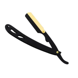 Classic Black & Gold Wood Handle Straight Razor for Men Body & Face Barber Shaving Stainless Steel Professional Shaving Tool