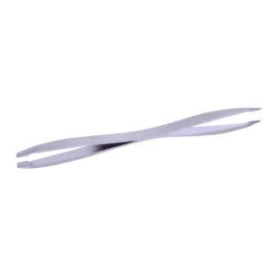 Professional Factory Wholesale Stainless Steel Beauty Tool Double-End Precision Slant Tip Tweezers for Eyelashes Eyebrow Safety