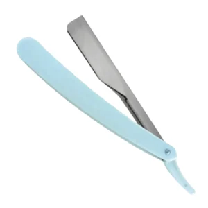 Professional Foldable Men’s Straight Razor Plasti Handle Silver Stainless Steel Blade Disposable Custom Logo Option Barbershop