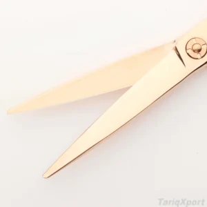 Japanese Style Professional Titanium Stainless Steel Rose Gold Salon Barber Hair Scissors with Long Handle Right-Handed