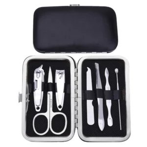 Professional Durable Portable 7 Piece Stainless Steel Manicure Pedicure Set Nail Clipper Beauty Care Tools Kit Travel Case