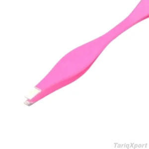 Double-End Pointed Tip Eyebrow Tweezer Pink Plastic Comfortable Handle Modern Style Double Sided Tweerzer