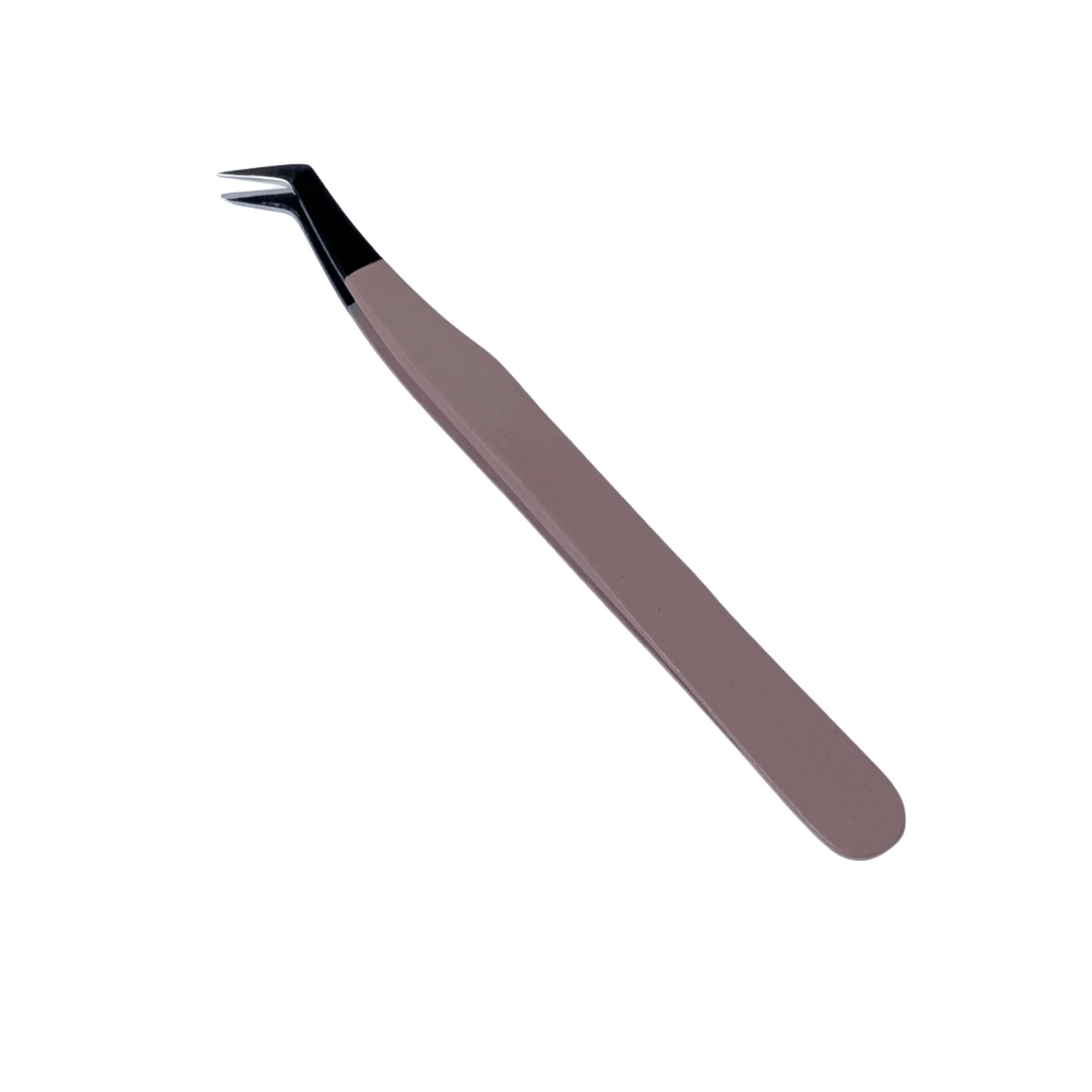 Professional Precision High Quality Anti-Slip Eyelash Tweezers Stainless Steel Curved Tip 10mm Length Custom Logo for Lash