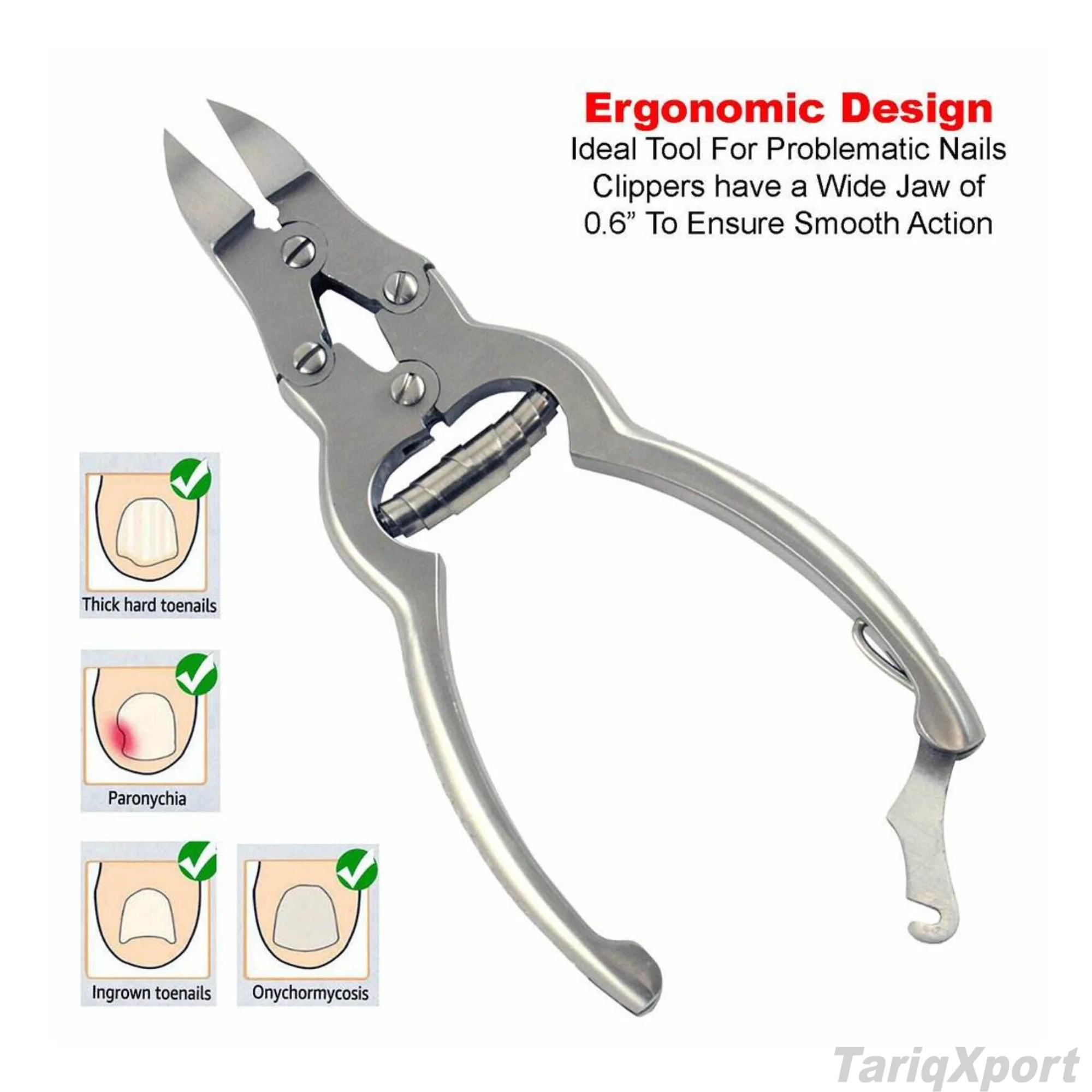 High Quality Professional Stainless Steel Curved Sharp Nail Cutter Trimmer Wide Jaw Opening Private Label Thick Mutated Toenail - Image 5