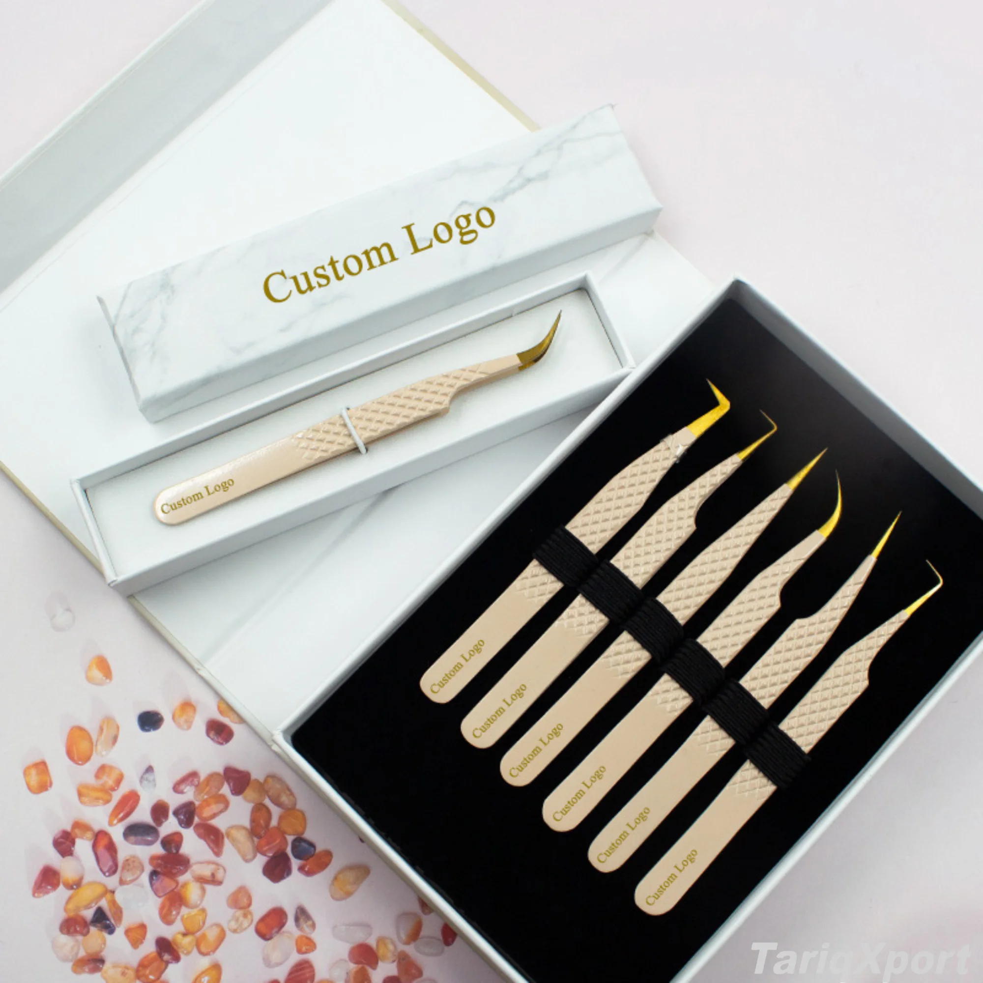 Professional High Quality Stainless Steel Volume Lash Tweezers with Fiber Tip-Stylish Design Eyelash Tweezer Set - Image 4
