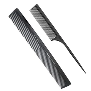 Wholesale Classic Salon Barber High Quality Plastic Styling Combs Set with Custom Logo Black Carbon Fiber Teeth