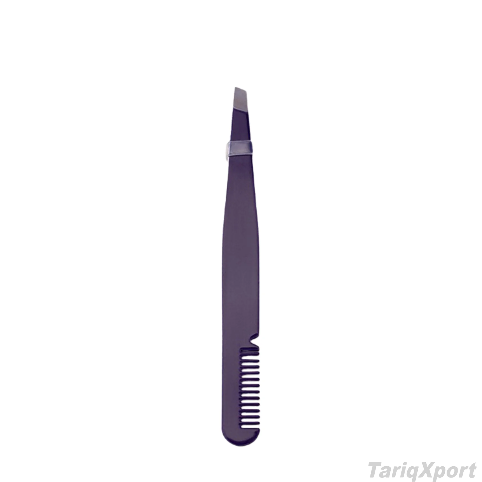 Wholesale High Quality Eco-friendly Stainless Steel Slanted Tip Eyebrow Comb Tweezers Custom Logo for Eyelash Trimming Eyebrow - Image 2