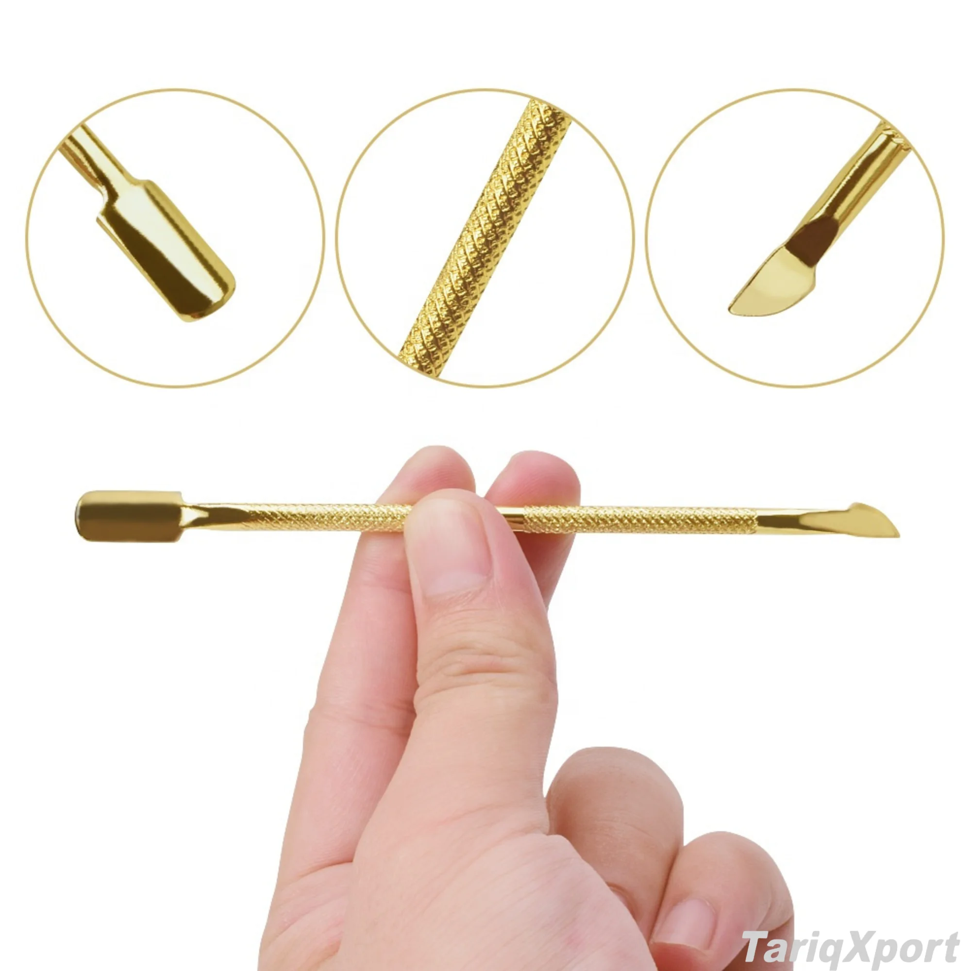 Pedicure Manicure Tools Nail File Dead Skin Push Cuticle Remover Cuticle Pusher Gold Stainless Steel Set Double-Use Non-Slip - Image 5
