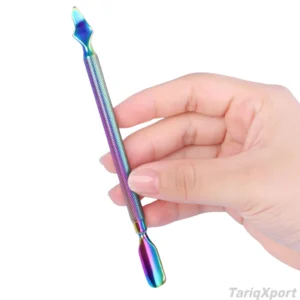 Professional Dual-End Stainless Steel Nail Pusher Tool Cuticle Remover Manicure Stick Comfortable Handle Custom Logo Option