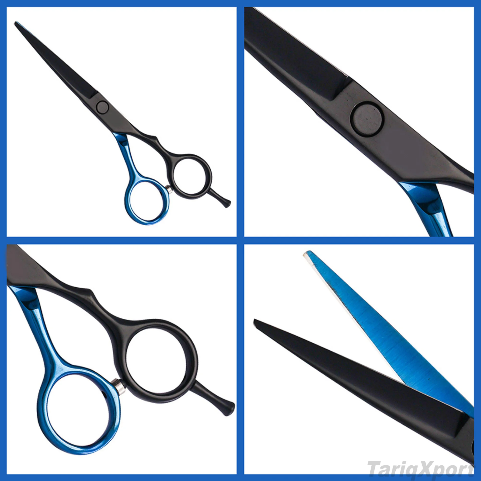 Professional High Steel Barber Blue Black Stainless 440C Lightweight Foldable Right-Handed Hair Dressing Thinning Scissors Set - Image 5