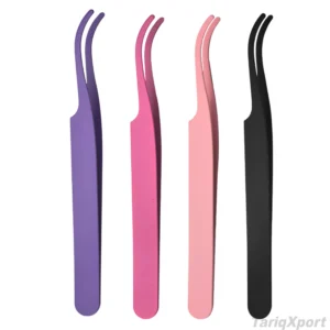 Professional Eyelash Extension Tweezers Stainless Steel Precision Smooth Tip Lash Tweezer Custom Logo Salon Tool