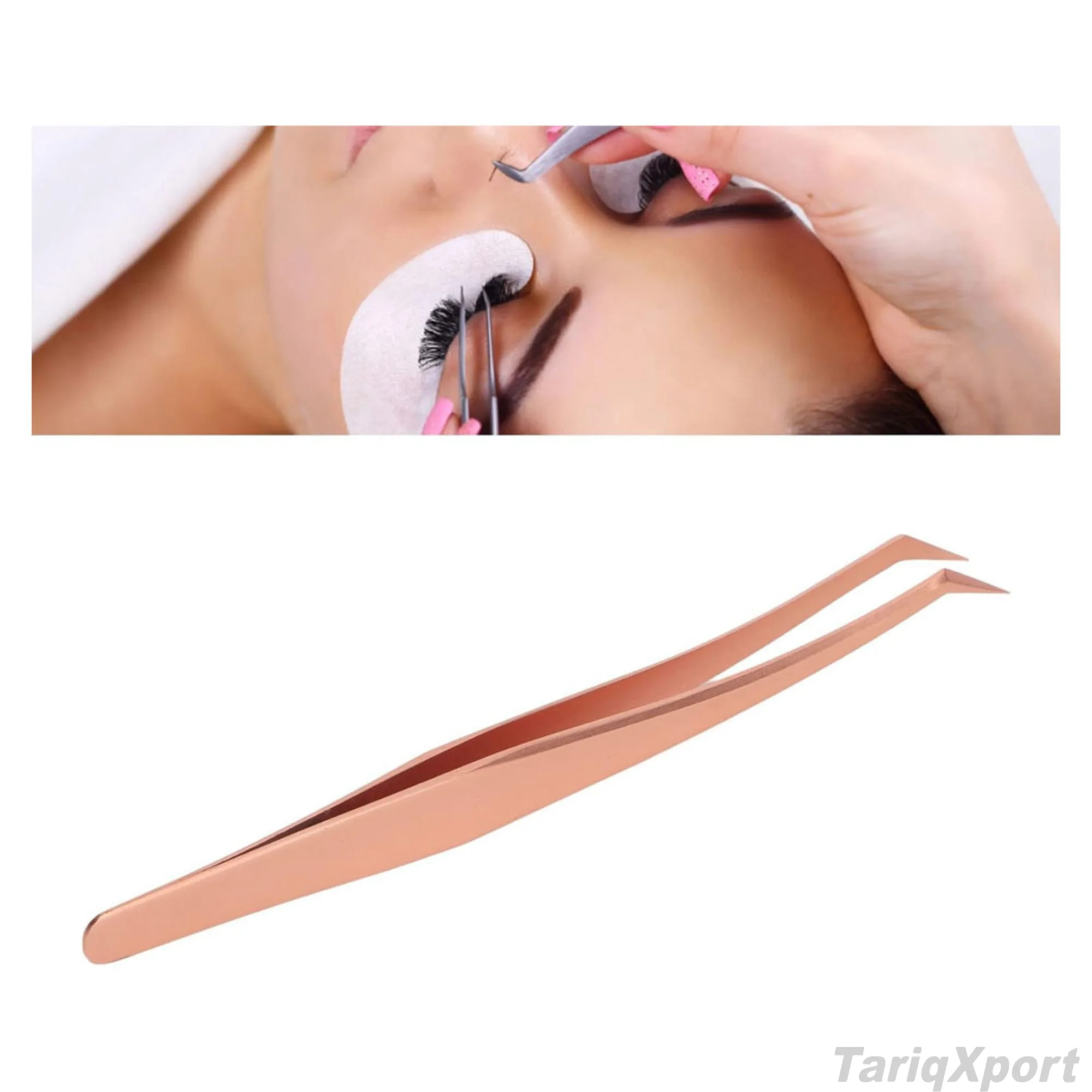 Professional Eyelash Tweezer Stainless Steel Pinch Safe False Eyelash Tweezer High Hardness (Long Oblique Tweezers) - Image 5