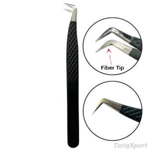 Professional TARIQXPORT TX-ET-118 Eyebrow Tweezers Stainless Steel 90 Serrated Fiber Tip Anti-Slip Grip Custom Logo Salon Use
