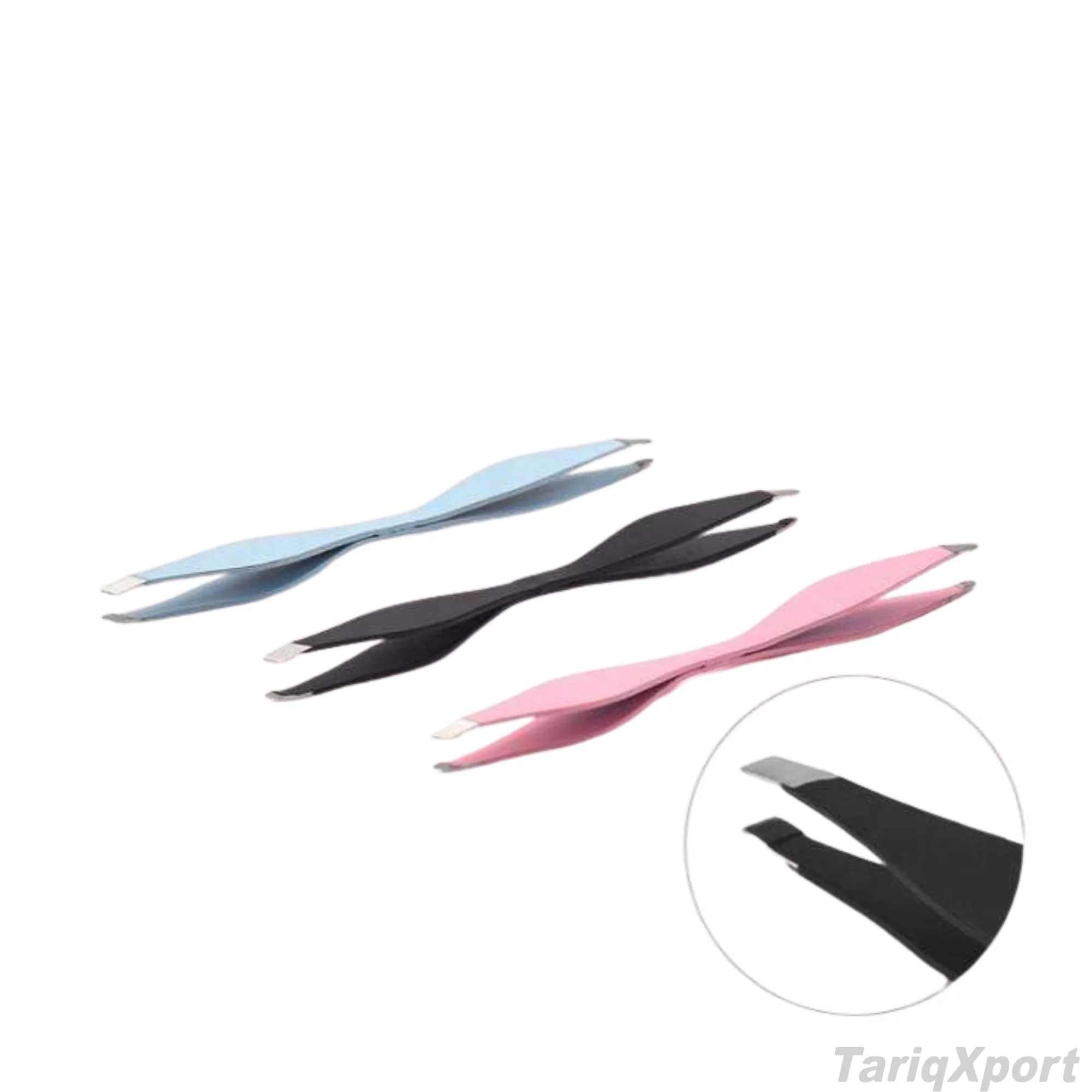 Double-End Pointed Tip Eyebrow Tweezer Pink Plastic Comfortable Handle Modern Style Double Sided Tweerzer - Image 3
