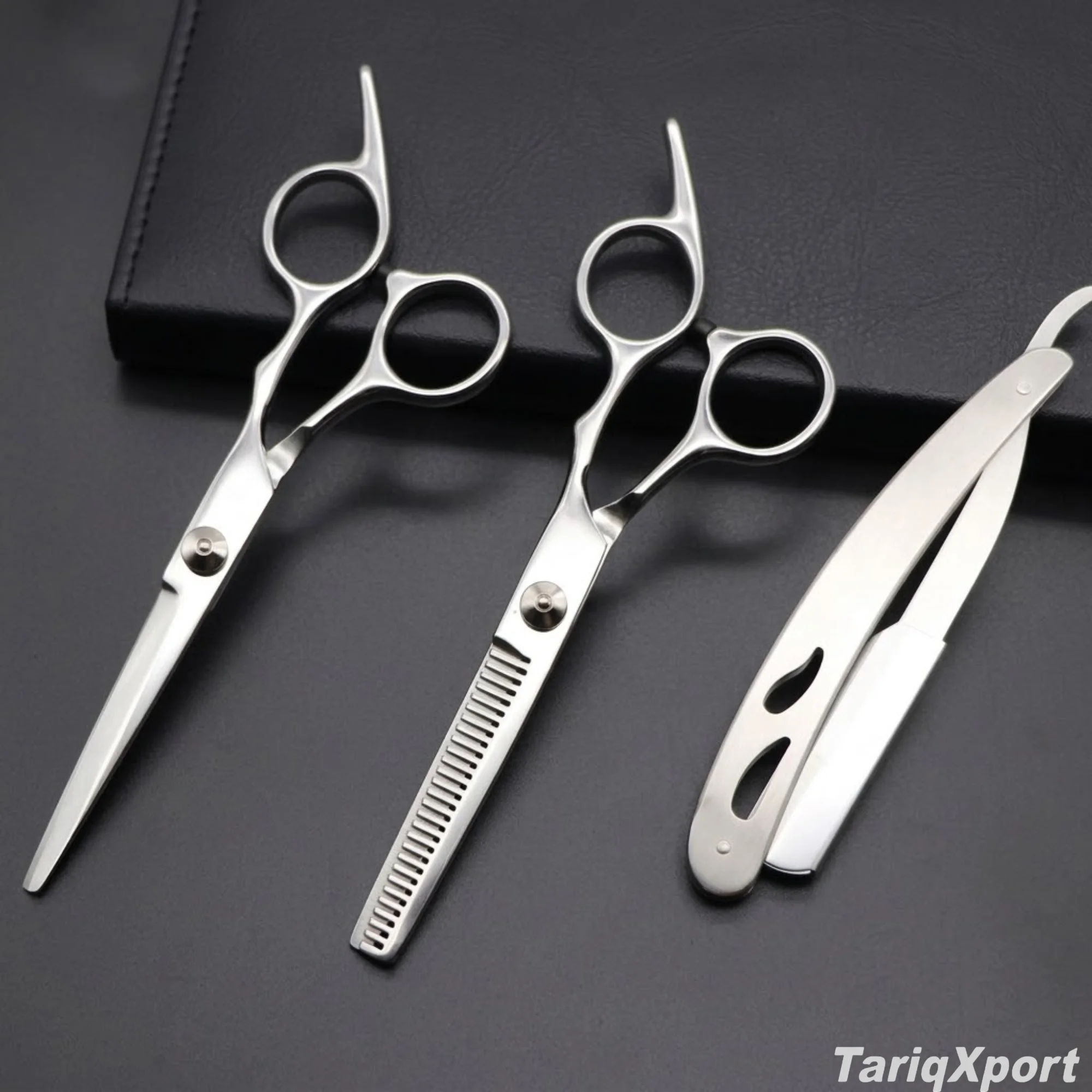 Professional High Quality Barber Hair Cutting and Thinning Scissors Kits Stainless Steel Hairdressing Salon Black Barber Kit - Image 6