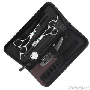 Silver Color Barber Hair Cutting Kit Thinning Scissors Shears German Stainless Steel Hairdressing Razor Kit