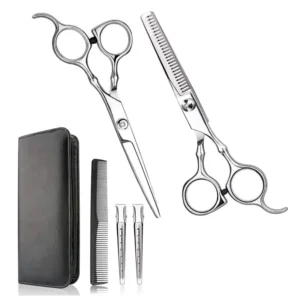 TariqXport Best Selling Barber Kit with Hair Thinning Scissors and Mirror Polish Hair Cutting Set in Leather Case