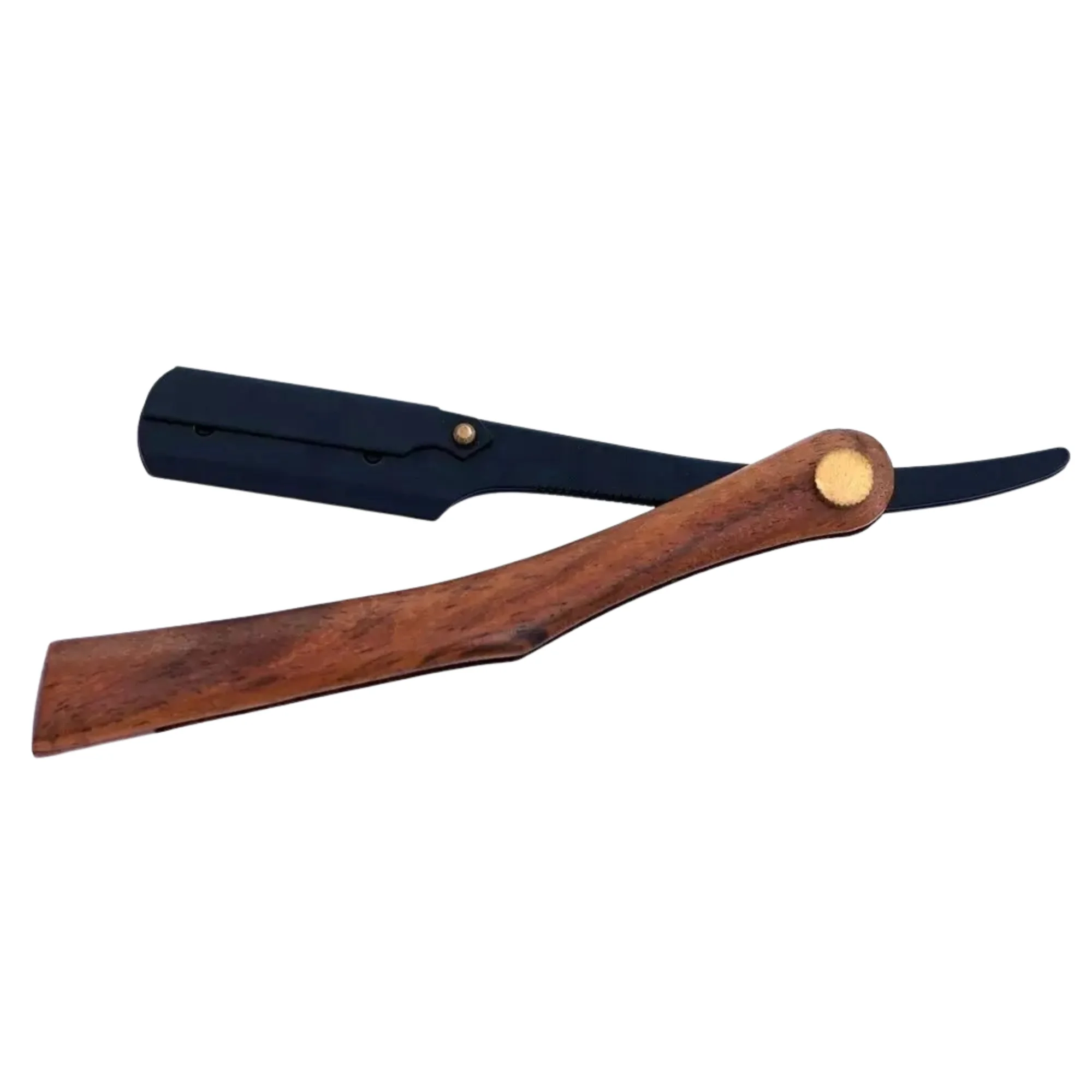 Professional Foldable Men's Straight Razor Wood Handle Black Stainless Steel Blade Custom Logo Option Barbershop Shaving Body