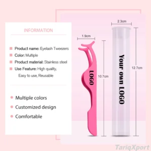 Wholesale Professional Stainless Steel Eyelash Applicator Tool Plastic Lash Tweezers False Eyelashes Tweezers