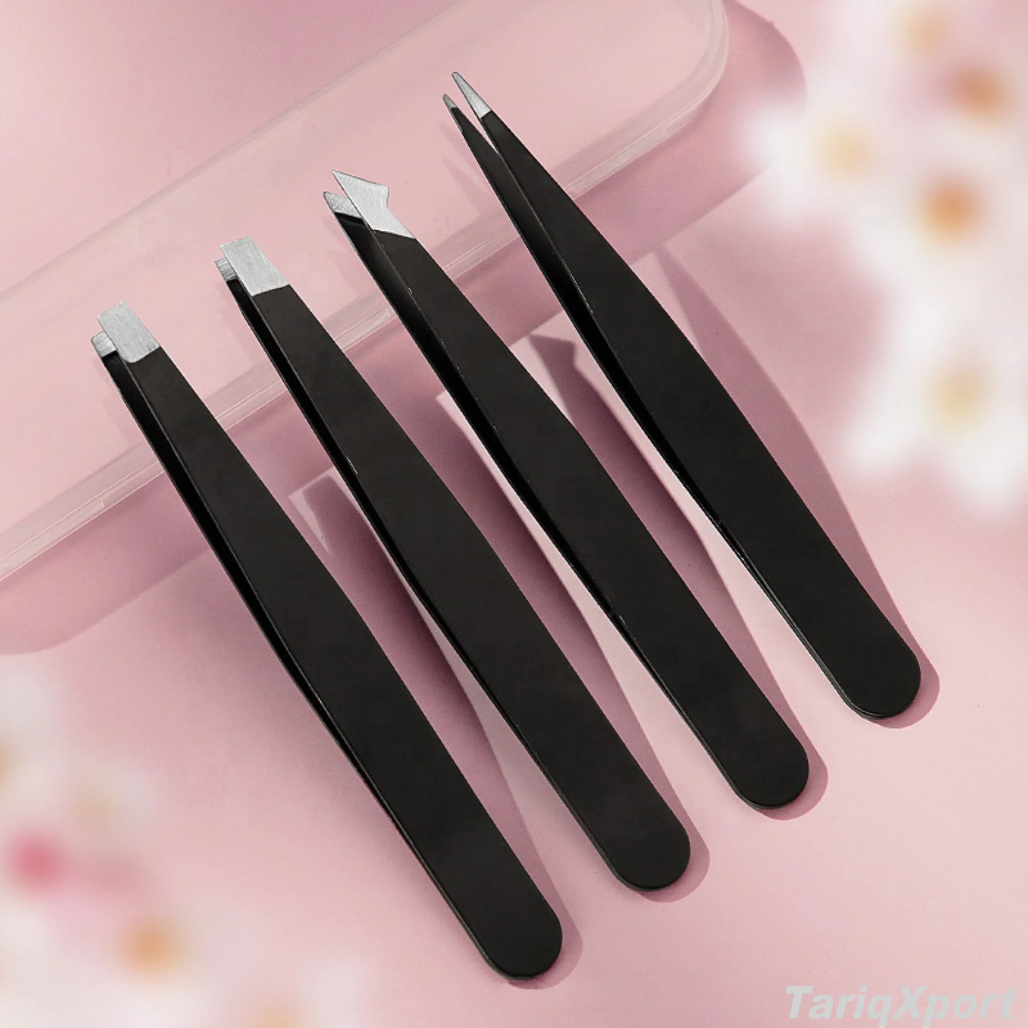 Factory Wholesale Professional Durable Stainless Steel Eyebrow Tweezers Set Custom Logo Modern Eyebrow Shaping Flat Slanted - Image 6